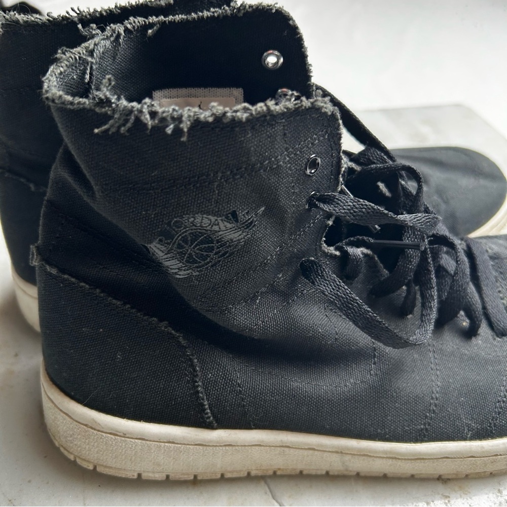 Nike Air Jordan Black Canvas High-Top Sneakers - Picture 8 of 11